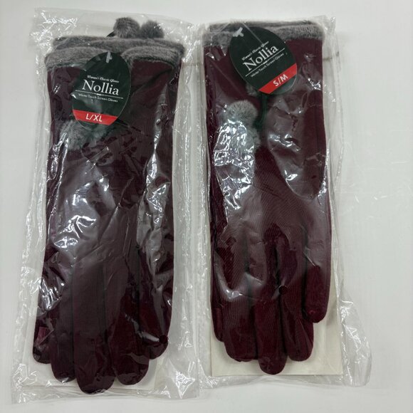 Gloves - Ladies - Maroon/ Cranberry Fleece Gloves - W/ Faux Fur- NWT- Various SZ - Picture 8 of 8